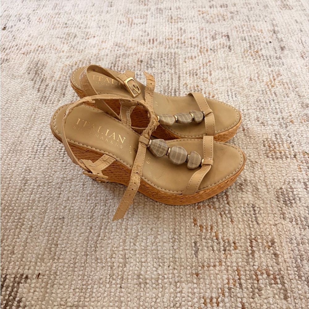 ITan Wedge Sandals with Beaded Detail